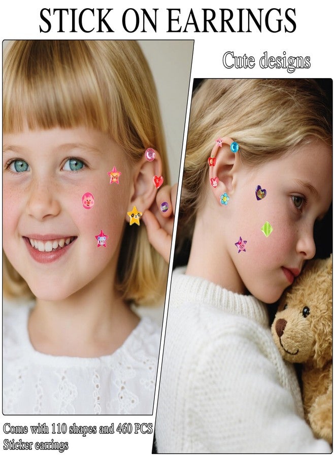 FEMBW 460PCS Sticker Earrings for Girls - 3D Gem Stick on Earrings 2-4-6-8, Self-Adhesive Glitter Crystal Stickers for Kids, Toddlers, DIY Crafts & Dress Up (Multiple Shapes & Colors) - Image 2